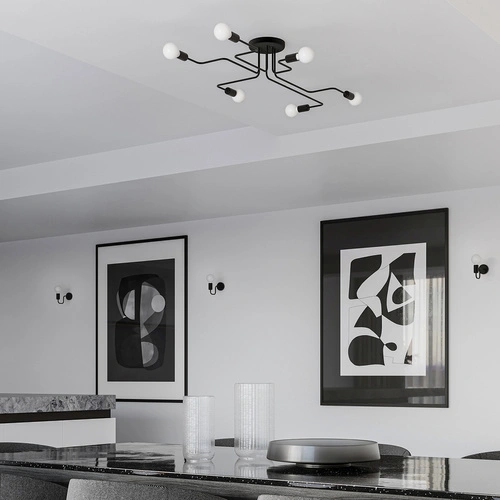 Żyrandol loftowy VECTOR 4 czarny do salonu i jadalni 4-punktowy SOLLUX LIGHTING