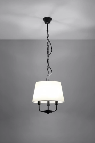 Lampa wisząca Pasteri czarny matowy  3x40W E14 abażur beżowy