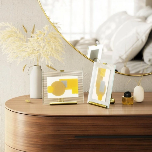 Ramka na zdjęcia 10x15 Umbra Flute złota nowoczesna stojąca szkło glamour na biurko