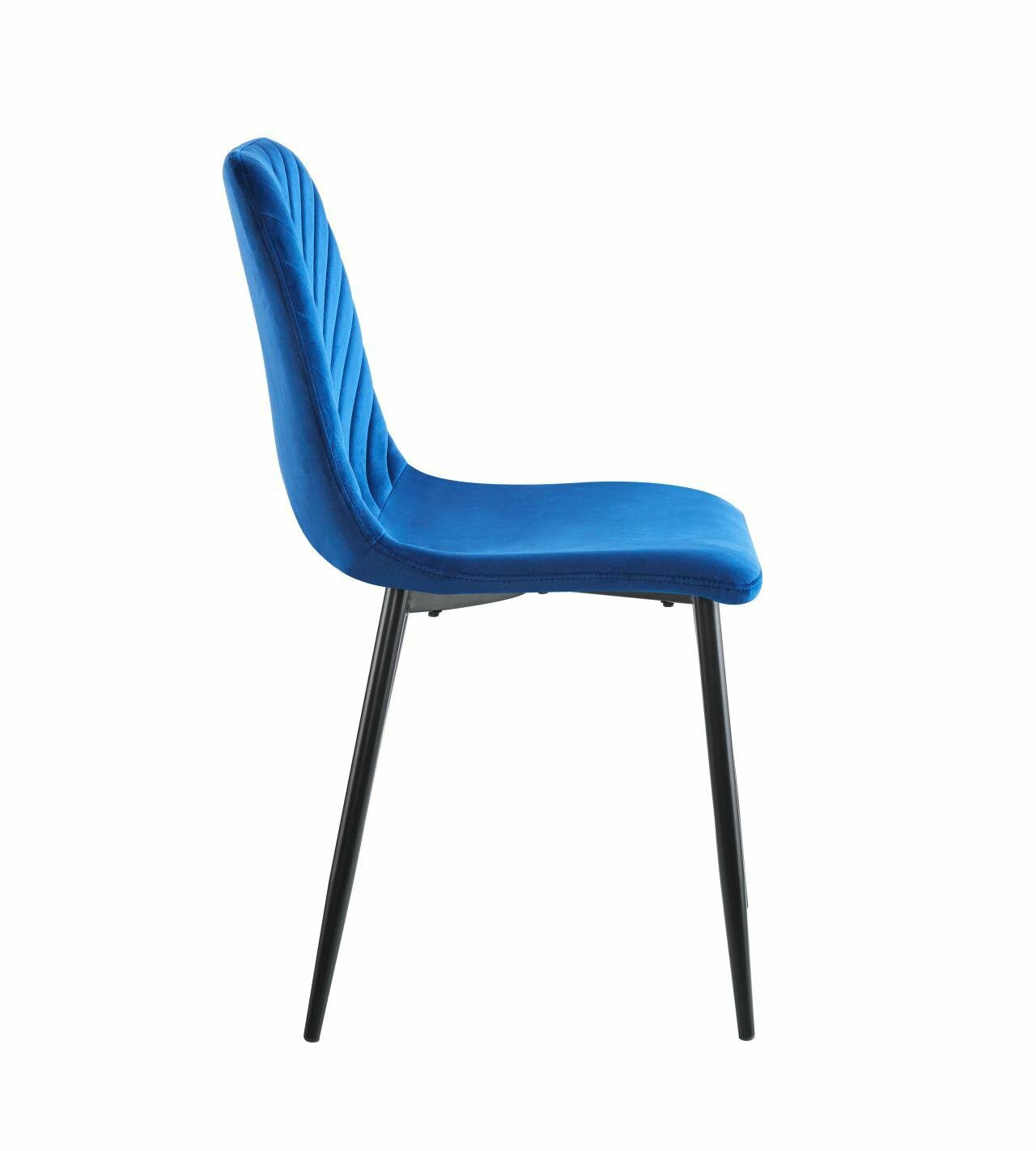 Krzesło tapicerowane Herman Velvet niebieskie do jadalni nowoczesne na czarnych nogach Intesi