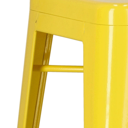 Hoker Paris 66 cm żółty metalowy bez oparcia industrialny do wyspy kuchennej inspirowany Tolix