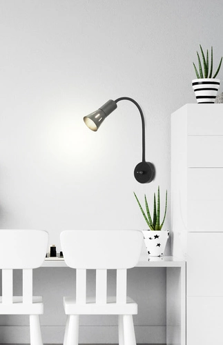 Kinkiet ścienny Arena czarny glamour ze stali z wysięgnikiem do sypialni i salonu CANDELLUX