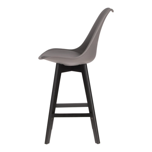 Hoker z oparciem Norden Intesi szary 65 cm nowoczesny do kuchni i wyspy na czarnych nogach
