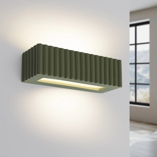 Kinkiet ścienny RIGATA zielony oliwkowy ceramiczny nowoczesny salon