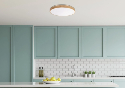 Plafon LED okrągły do salonu FIGARO 38cm nowoczesny efekt drewna pilot CANDELLUX