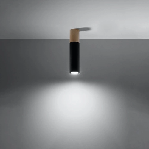 Plafon sufitowy PABLO czarny nowoczesny drewniany do salonu i sypialni Sollux