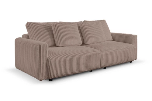 Sofa rozkładana Loppie sztruksowa z funkcją spania do salonu beżowa nowoczesna