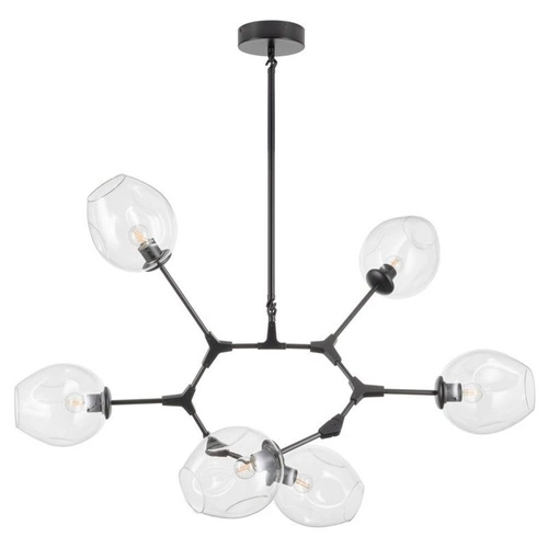 Lampa wisząca MODERN ORCHID-6 czarna szklana do salonu 130 cm regulowana