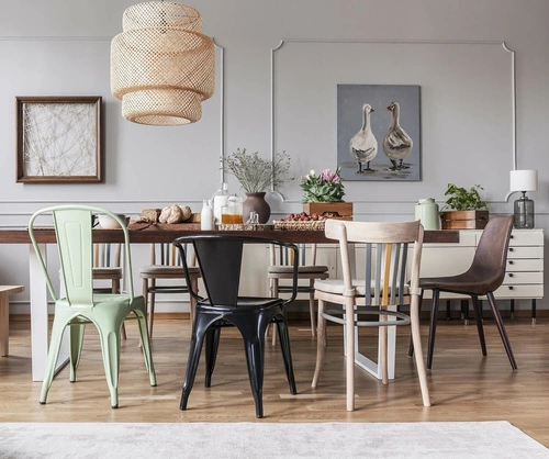 Krzesło metalowe Paris czarne inspirowane Tolix do jadalni i kuchni styl industrialny