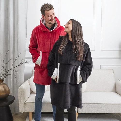 Bluza ocieplana z kieszenią/snuddie czarna