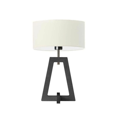 Lampka nocna Clio nowoczesna z abażurem ecru i drewnianą podstawą glamour do sypialni