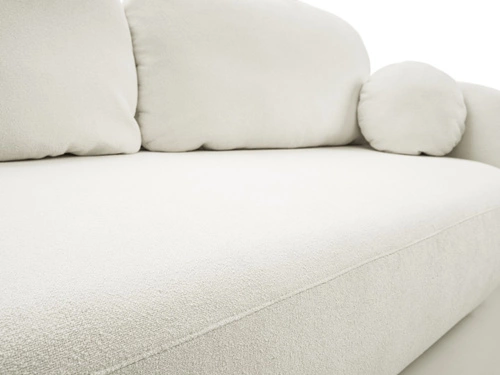 Sofa rozkładana Salby biała z funkcją spania i pojemnikiem do salonu 3-osobowa