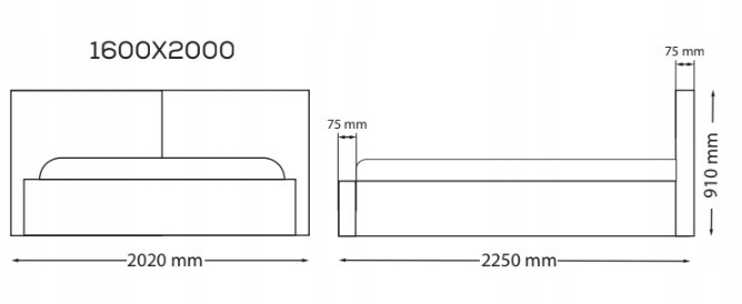 Łóżko tapicerowane Britney 160x200 szare z pojemnikiem nowoczesne do sypialni