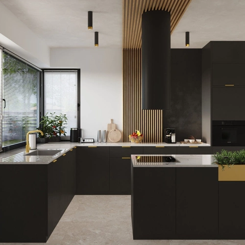 Plafon sufitowy NERO 12,5 czarny złoty nowoczesny do salonu i sypialni SOLLUX