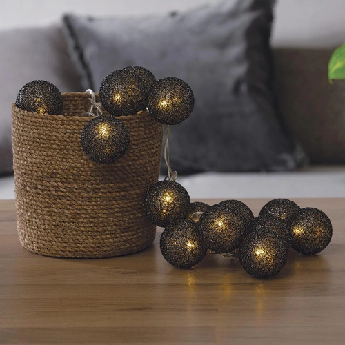 Girlanda cotton balls 20 lampek LED  czarna