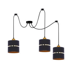 Lampa wisząca Assam p czarny+złoty 3x60W E27 abażur czarny+złoty pasek