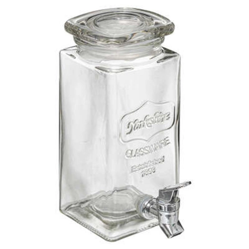 Zestaw 3 szklanych słojów do napojów 1,5l z kranikiem na metalowym stojaku 5five simply smart