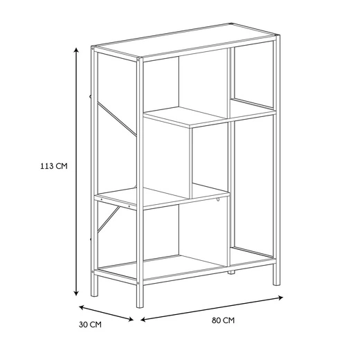 Regał na książki do salonu Rack M biały nowoczesny loftowy metalowy 80 cm Intesi