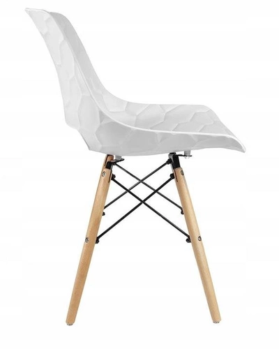 Zestaw 2 krzeseł Tortuga białe skandynawskie do jadalni z drewnianymi nogami Intesi