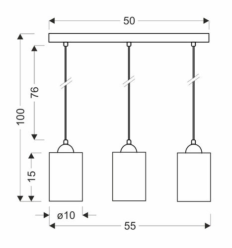 Lampa wisząca Bistro czarna z brązowym szklanym kloszem 3-punktowa do kuchni nad stół