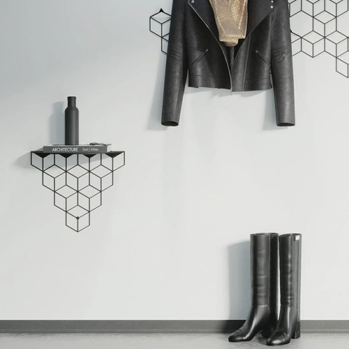 Nowoczesna biała półka ścienna Stiga POLYHEDRA metalowa na książki i dekoracje 37 cm