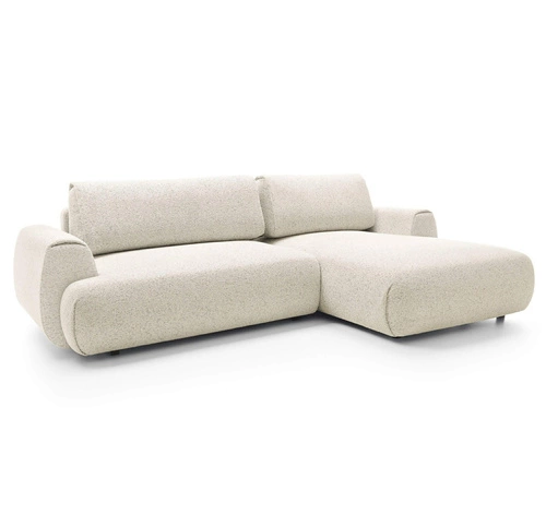 Narożnik z funkcją spania do salonu Ljung prawy nowoczesny beżowy z pojemnikiem Intesi