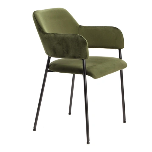 Krzesło Lima welurowe z podłokietnikami   zielone Outlet