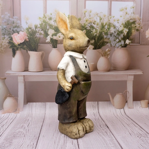 Intesi figurka wielkanocna Zając w ogrodniczkach 56 cm dekoracja do salonu lub na stół
