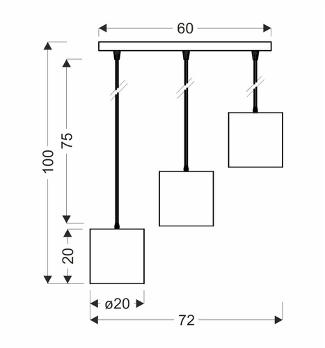 Lampa wisząca Candida czarna metalowa 3-punktowa regulowana do salonu i jadalni