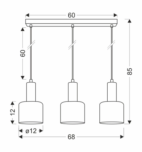Lampa wisząca Isar czarny 3x40 E27 klosz bursztynowy