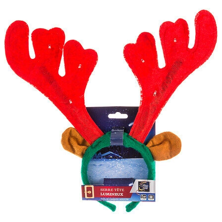 Opaska Renifer LED Feeric Christmas dekoracja świąteczna na głowę czerwona z oświetleniem