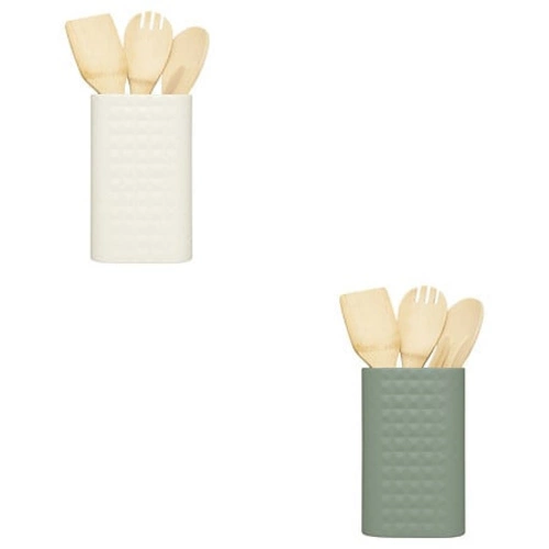 Zestaw akcesorii kuchennych               z pojemnikiem beżowy