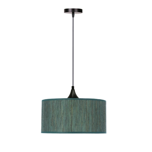 Lampa wisząca Patti czarny 1x60 E27  abażur walec 30x15 plecionka zielona