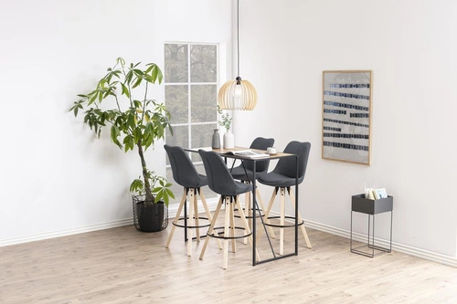 Stół barowy Seaford do kuchni i jadalni, nowoczesny industrialny, czarny z blatem dąb 120 cm