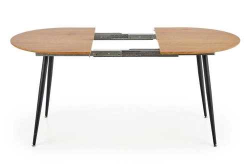 Stół rozkładany do jadalni Lora nowoczesny dąb złoty czarne nogi 120-160 cm Intesi