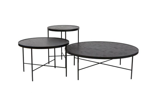 Stolik kawowy okrągły dębowy czarny Tre 60 cm nowoczesny do salonu NORDIFRA