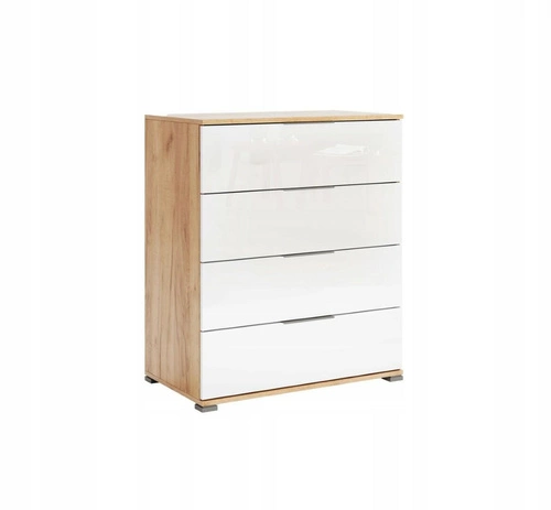 Komoda Tissa 80 cm biała z szufladami dąb craft nowoczesna do salonu Intesi