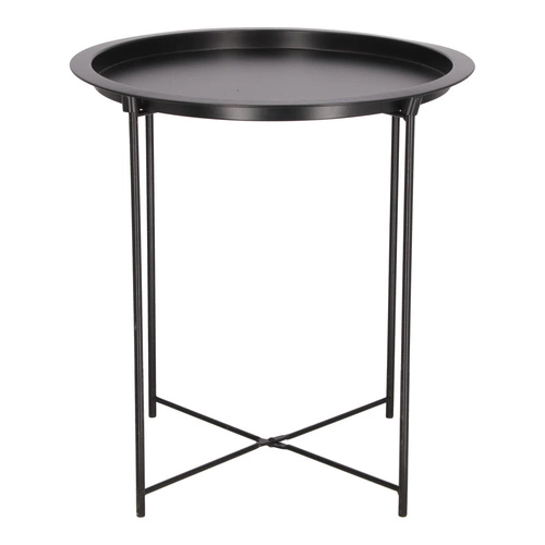 Stolik kawowy Isa okrągły czarny metalowy nowoczesny industrialny do salonu Intesi 47 cm