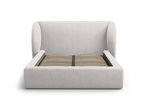 Łóżko do sypialni Miley II szare 200x200 tapicerowane z pojemnikiem nowoczesne glamour