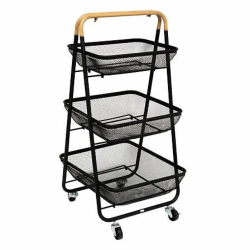Mayaj metalowy wózek 3-poziomowy na kółkach pojemny do kuchni i łazienki czarny 5five