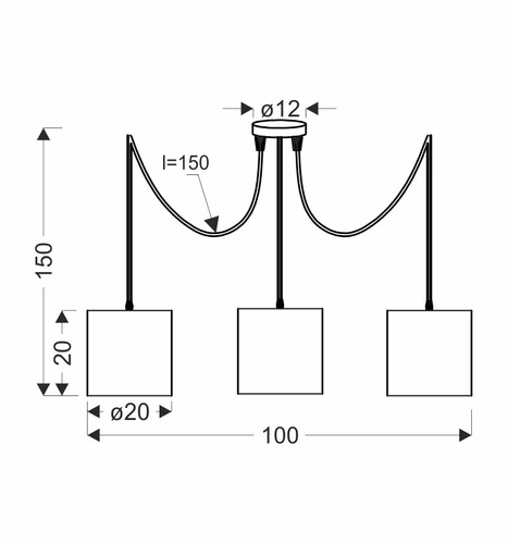 Lampa wisząca Candida czarna metalowa 3-punktowa regulowana do salonu i jadalni