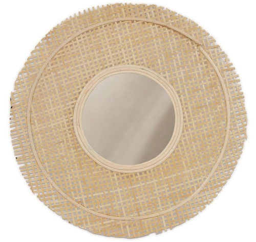 Lustro okrągłe Anafi boho wiszące z wikliny do salonu lub sypialni Intesi 49,5 cm