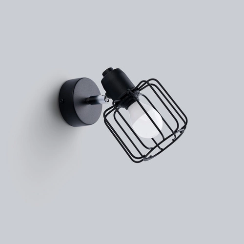 Kinkiet ścienny BELUCI 1 czarny nowoczesny metalowy z ruchomym kloszem do salonu i sypialni