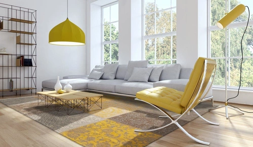 Dywan do salonu Louis de Poortere Multi Yellow 280x360 bawełniany nowoczesny z krótkim włosiem