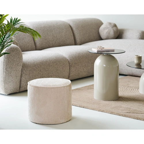 Pufa Taupo sztruksowa beżowa okrągła do salonu i sypialni