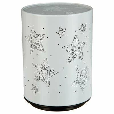 Lampka nocna LED projektor gwiazdy Atmosphera srebrna do pokoju dziecięcego na baterie