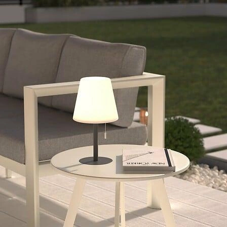 Lampka nocna LED Zack Atmosphera szara akumulatorowa nowoczesna do sypialni i salonu