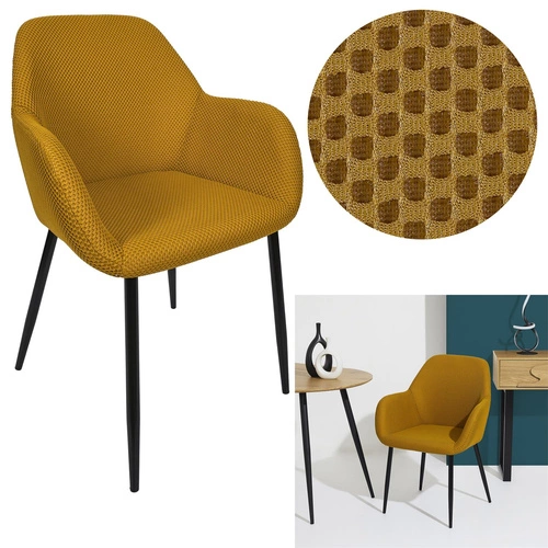 Krzesło tapicerowane Lavia Intesi żółte z podłokietnikami do jadalni i salonu nowoczesne