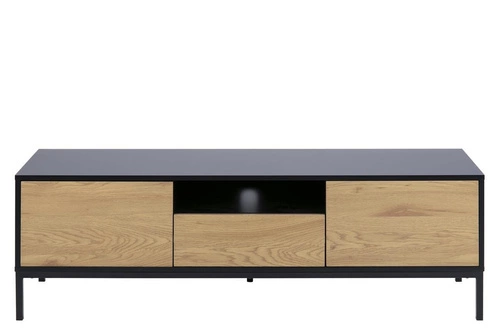 Komoda Seaford 140 cm czarna dąb naturalny industrialna z szufladami do salonu RTV Actona