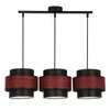Lampa wisząca Toscana czarna z bordowym abażurem 3-punktowa do salonu lub nad stół